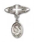 Pin Badge with St. Rose of Lima Charm and Badge Pin with Cross