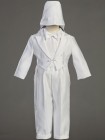 Boy's Round Tail Satin Baptism Suit with Cummerbund