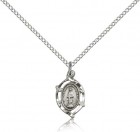 Petite Miraculous Medal Necklace with Pointed Edge