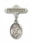 Pin Badge with St. Stephanie Charm and Godchild Badge Pin