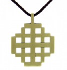 Jerusalem Cross Pendant with Brown Cord