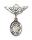 Pin Badge with Footprints Cross Charm and Angel with Smaller Wings Badge Pin