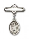 Pin Badge with St. Austin Charm and Polished Engravable Badge Pin