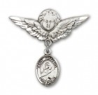 Pin Badge with St. Perpetua Charm and Angel with Larger Wings Badge Pin