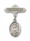 Pin Badge with St. Catherine Laboure Charm and Godchild Badge Pin
