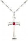 Women's Maltese Edge Cross Pendant with Birthstone Options