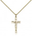 Women's Dainty Crucifix Pendant Etched Accents