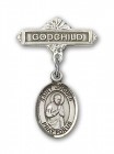 Pin Badge with St. Isaac Jogues Charm and Godchild Badge Pin