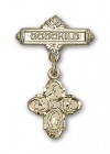 Baby Badge with 4-Way Charm and Godchild Badge Pin