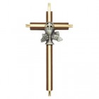 First Communion Cross in Walnut and Brass - 7 inch