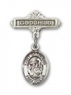 Pin Badge with St. Catherine of Siena Charm and Godchild Badge Pin
