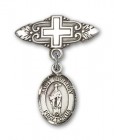 Pin Badge with St. Gregory the Great Charm and Badge Pin with Cross