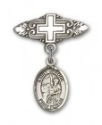 Pin Badge with St. Jerome Charm and Badge Pin with Cross