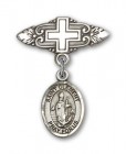 Pin Badge with St. Clement Charm and Badge Pin with Cross