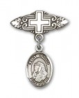 Pin Badge with St. Bruno Charm and Badge Pin with Cross