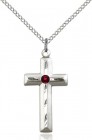 Matte and Polished Cross Pendant with Birthstone Options