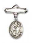 Pin Badge with St. Columbanus Charm and Polished Engravable Badge Pin