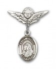 Pin Badge with St. Bruno Charm and Angel with Smaller Wings Badge Pin