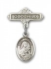 Pin Badge with St. Theresa Charm and Godchild Badge Pin