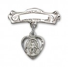 Pin Badge with Miraculous Charm and Arched Polished Engravable Badge Pin