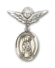 Pin Badge with St. Ronan Charm and Angel with Smaller Wings Badge Pin