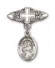 Pin Badge with St. Matthew the Apostle Charm and Badge Pin with Cross
