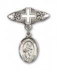Pin Badge with St. Jane of Valois Charm and Badge Pin with Cross