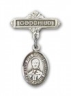 Pin Badge with Blessed Pier Giorgio Frassati Charm and Godchild Badge Pin