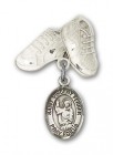 Pin Badge with St. Vincent Ferrer Charm and Baby Boots Pin