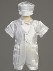 Boy's Satin Baptism Romper with Embroidered Vest