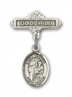 Pin Badge with St. Jerome Charm and Godchild Badge Pin
