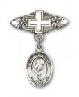 Pin Badge with St. Philomena Charm and Badge Pin with Cross