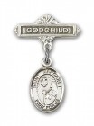 Pin Badge with St. Margaret Mary Alacoque Charm and Godchild Badge Pin