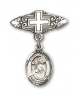 Pin Badge with St. Kevin Charm and Badge Pin with Cross