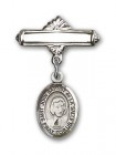 Pin Badge with St. John Baptist de la Salle Charm and Polished Engravable Badge Pin