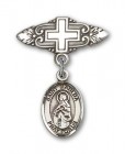 Pin Badge with St. Matilda Charm and Badge Pin with Cross