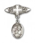 Pin Badge with St. Edwin Charm and Badge Pin with Cross