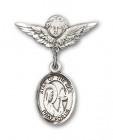 Pin Badge with Our Lady Star of the Sea Charm and Angel with Smaller Wings Badge Pin