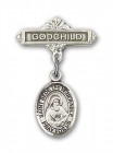 Pin Badge with St. Bede the Venerable Charm and Godchild Badge Pin