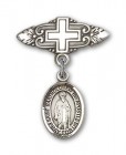Pin Badge with St. Bartholomew the Apostle Charm and Badge Pin with Cross
