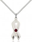 Awareness Ribbon Pendant with Birthstone Options