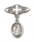 Pin Badge with St. Elizabeth of the Visitation Charm and Badge Pin with Cross