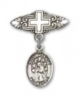 Pin Badge with St. Felicity Charm and Badge Pin with Cross
