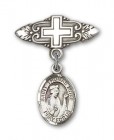 Pin Badge with St. Thomas More Charm and Badge Pin with Cross