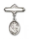 Pin Badge with Our Lady Star of the Sea Charm and Polished Engravable Badge Pin
