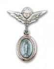 Baby Pin with Blue Miraculous Charm and Angel with Smaller Wings Badge Pin