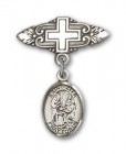 Pin Badge with St. Zita Charm and Badge Pin with Cross