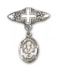 Pin Badge with St. Alexander Sauli Charm and Badge Pin with Cross