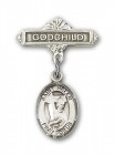 Pin Badge with St. Helen Charm and Godchild Badge Pin
