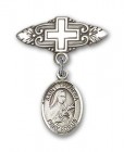 Pin Badge with St. Theresa Charm and Badge Pin with Cross